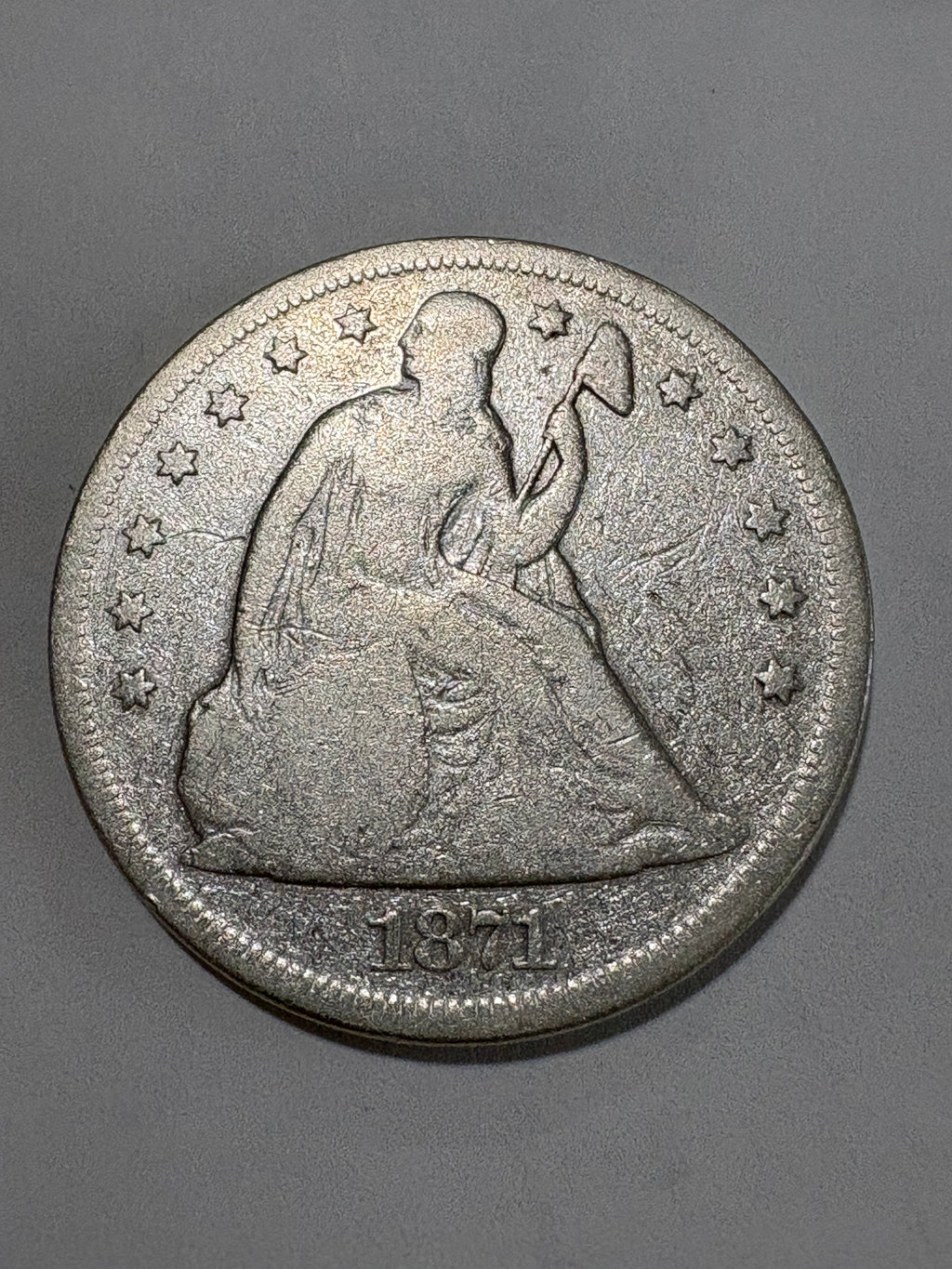 1871 Seated Liberty Dollar - Cleaned/Details