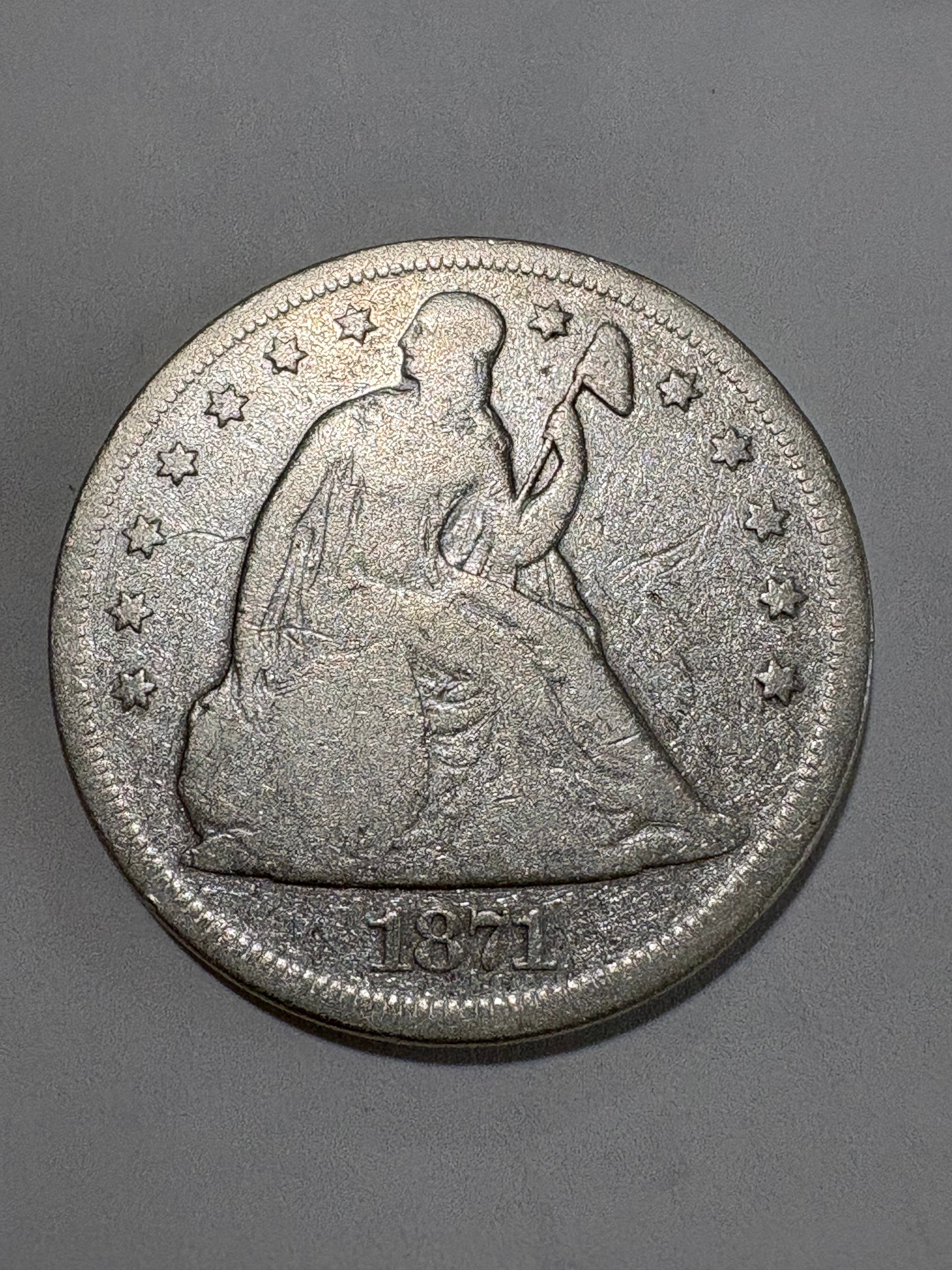 1871 Seated Liberty Dollar - Cleaned/Details