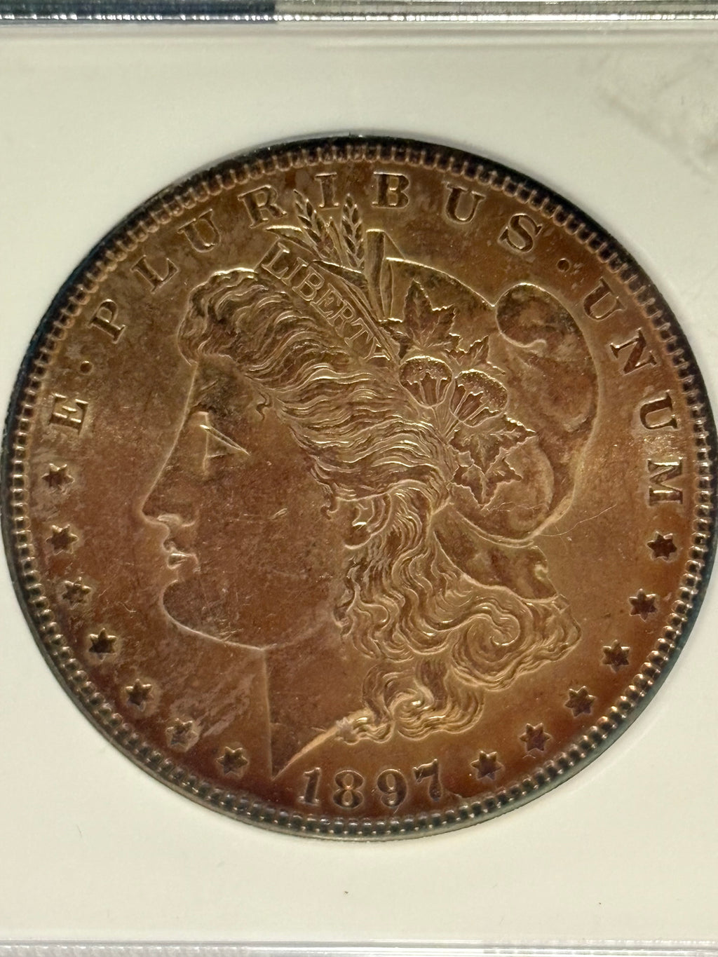 1897 Morgan Silver Dollar - Cobalt Blue Rim Toning