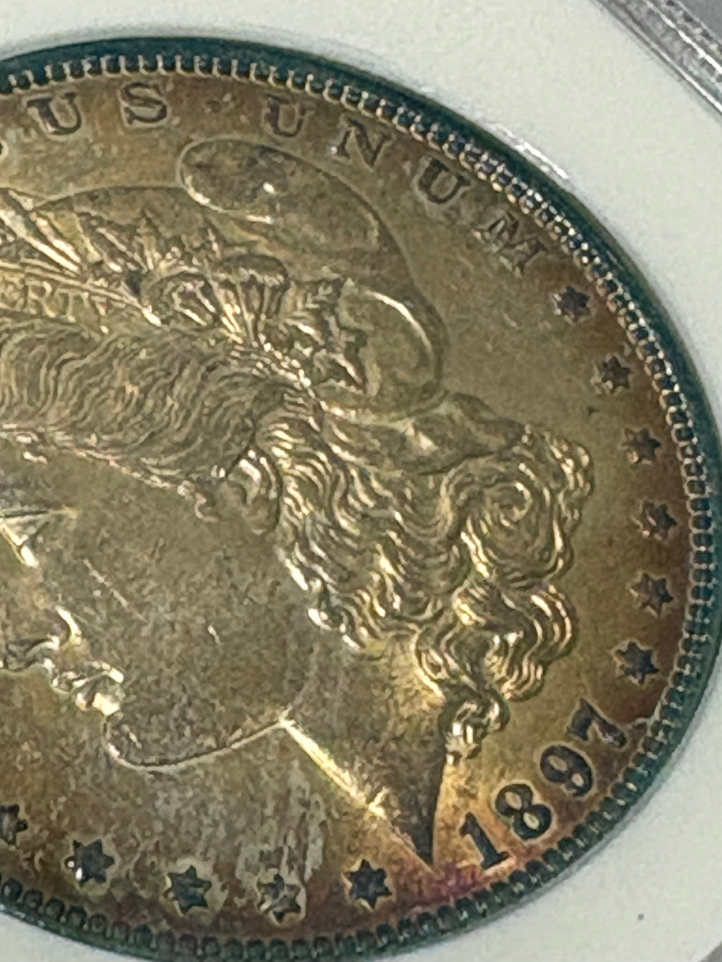 1897 Morgan Silver Dollar - Cobalt Blue Rim Toning