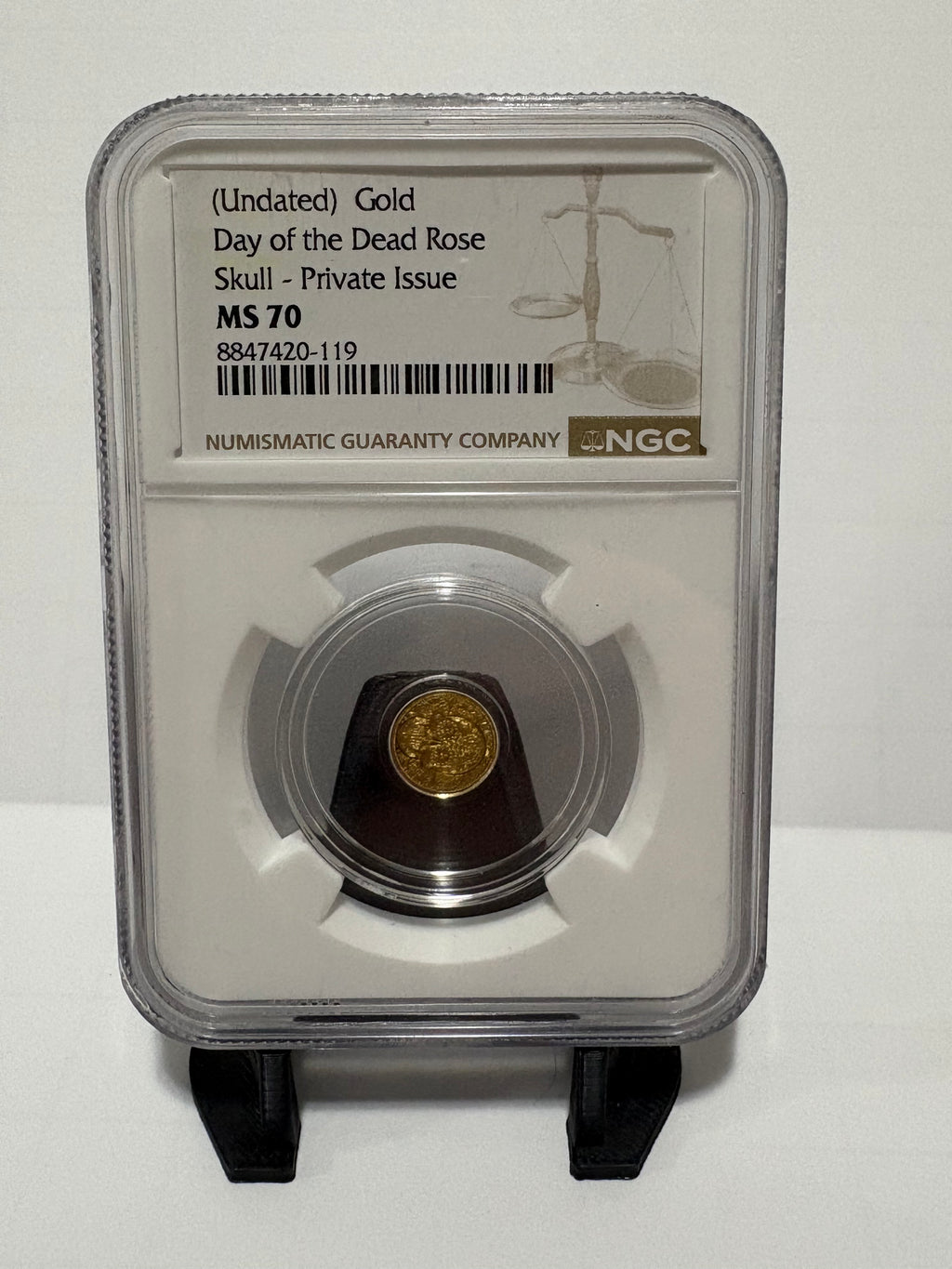 Day of the Dead Rose Skull - 1/200th 24K Gold - NGC MS70