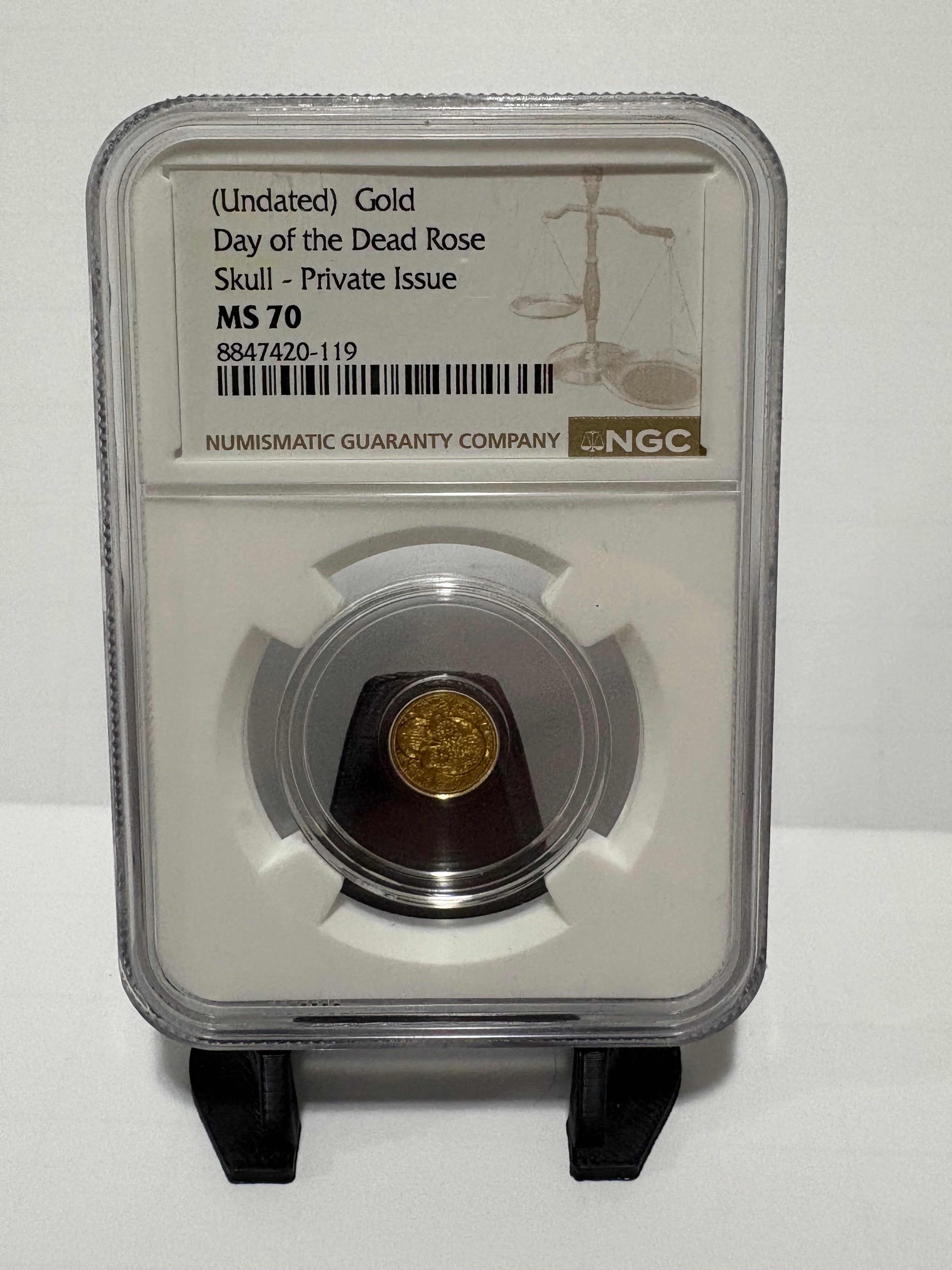 Day of the Dead Rose Skull - 1/200th 24K Gold - NGC MS70