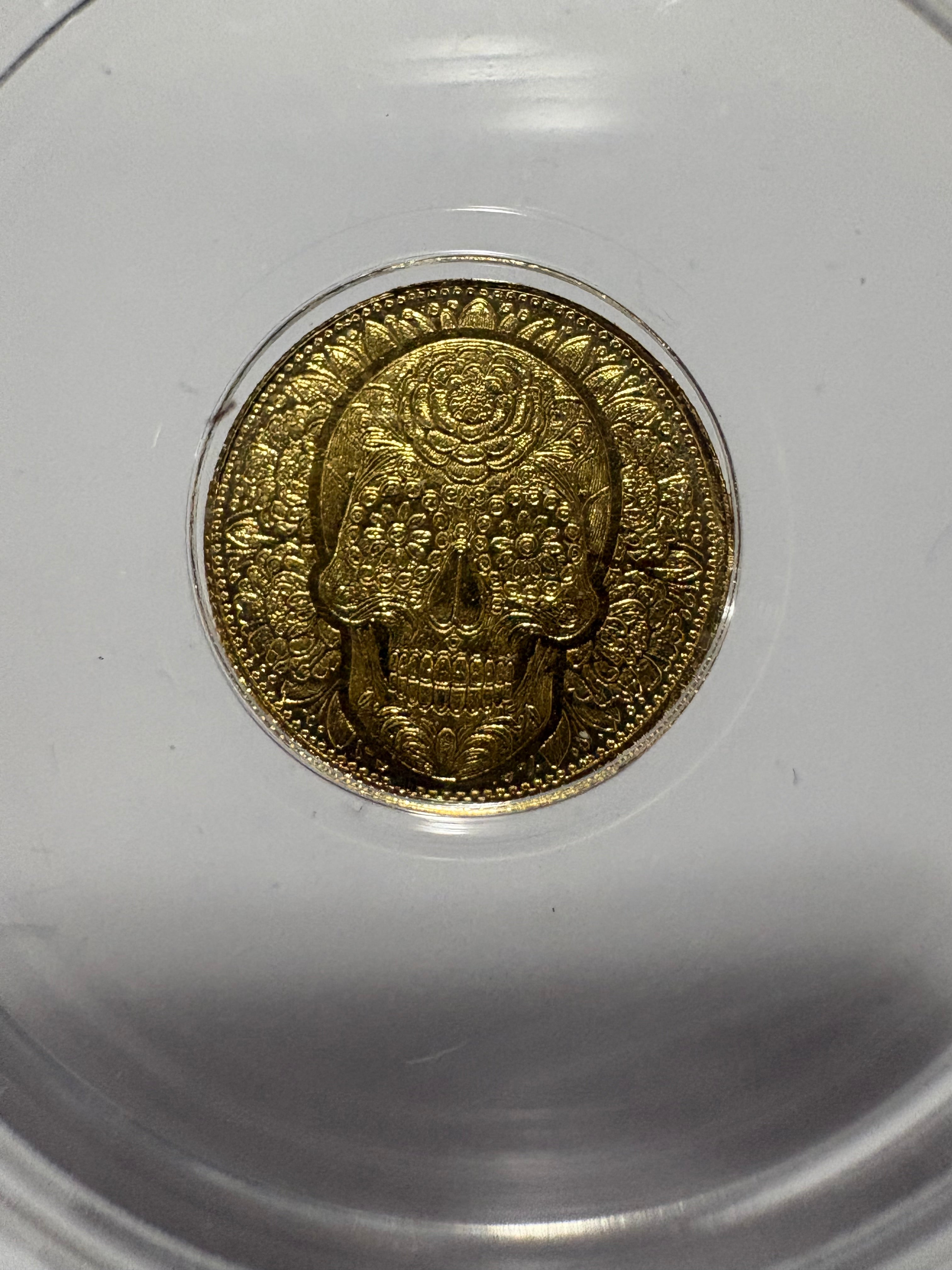 Day of the Dead Rose Skull - 1/200th 24K Gold - NGC MS70