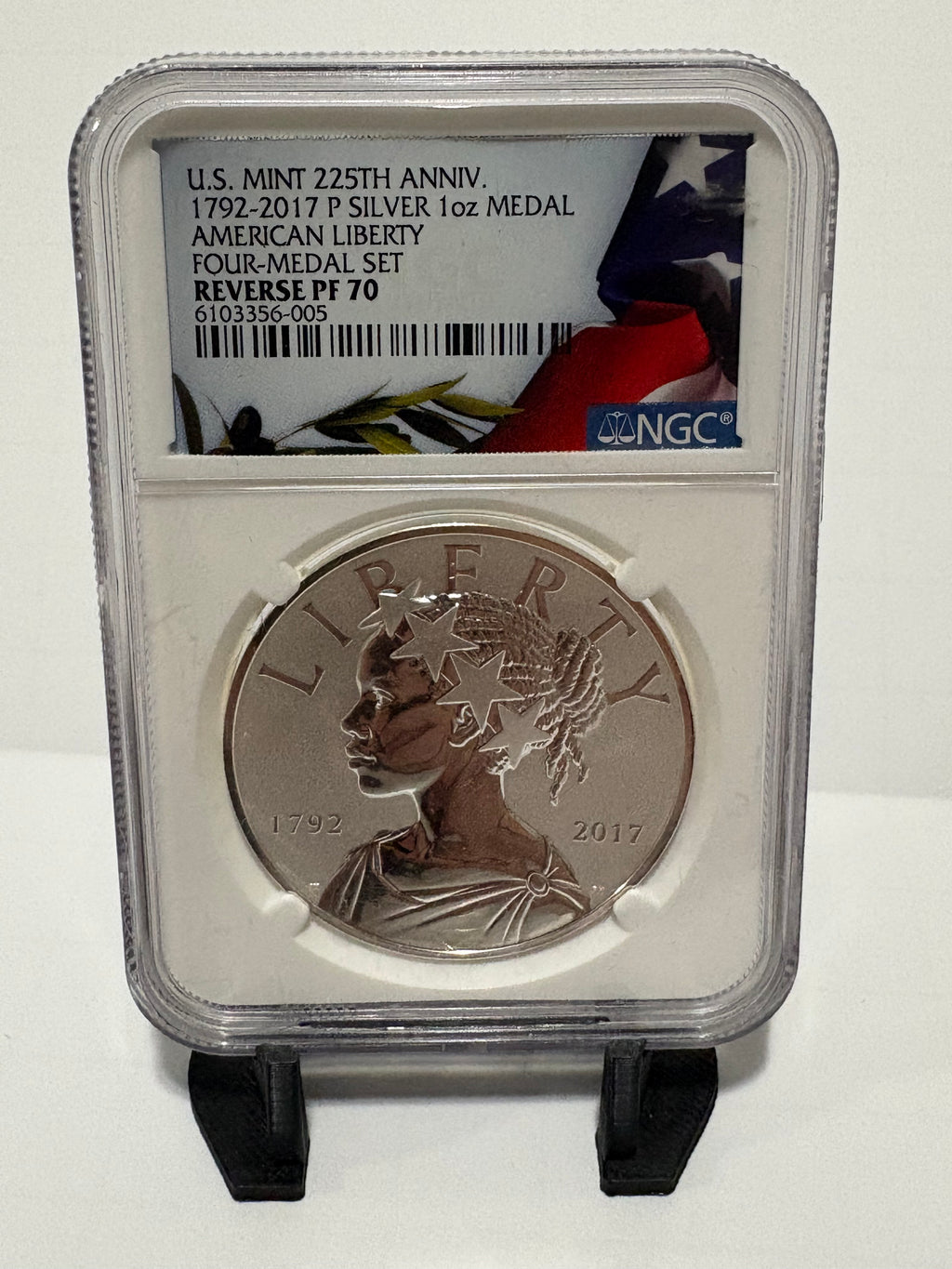 1792-2017-P 1oz Silver Medal - US Mint 225th Anniversary - Reverse PF70