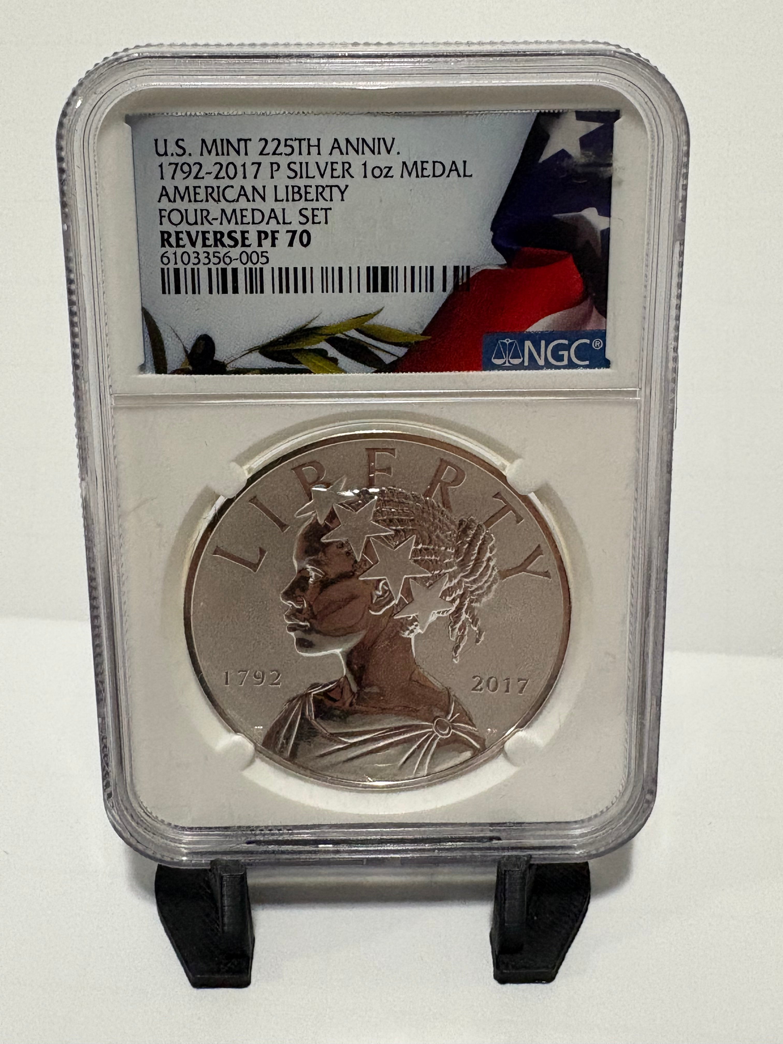 1792-2017-P 1oz Silver Medal - US Mint 225th Anniversary - Reverse PF70