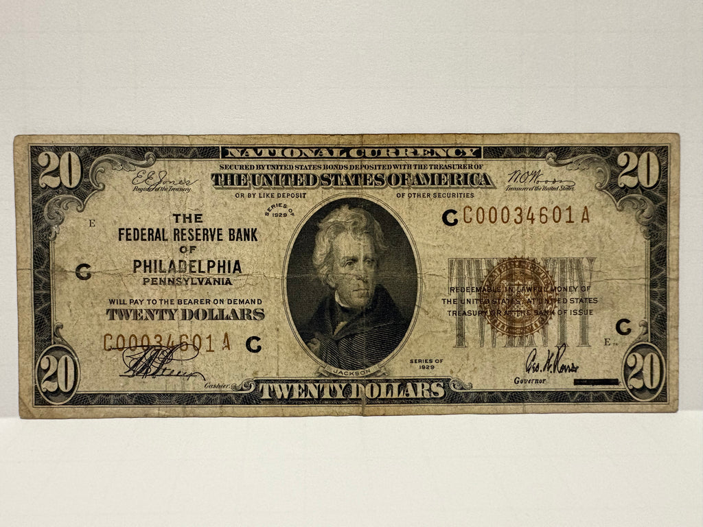 $20 National Currency - Series 1929 - Philadelphia, Pennsylvania