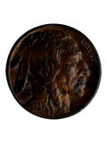 Shellback Coins 1937 Buffalo Head Nickel featuring a detailed Native American profile with a rich aged patina
